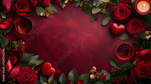 Romantic Heart-Shaped Red Roses with Blank Card for Valentine's Day