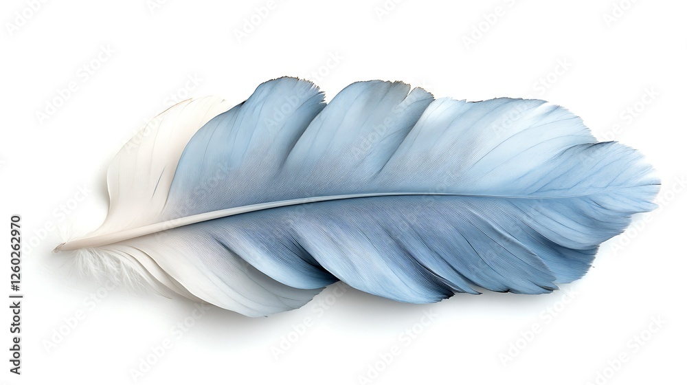 Naklejka premium Single blue feather, isolated, white background, design element