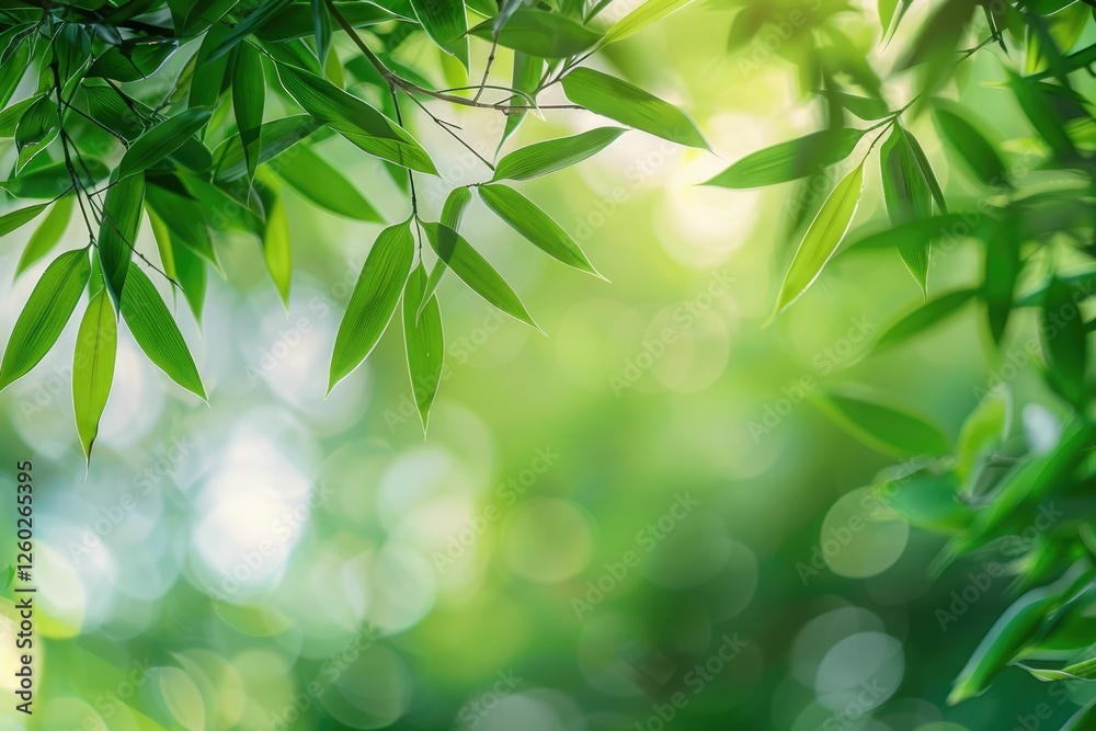 Vibrant green bamboo leaves in soft sunlight, creating a serene and natural backdrop. Vibrant green bamboo leaves in soft sunlight, creating a serene and natural backdrop.