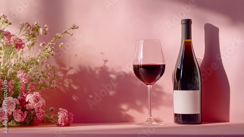 Glass of Wine with a Bottle of Wine