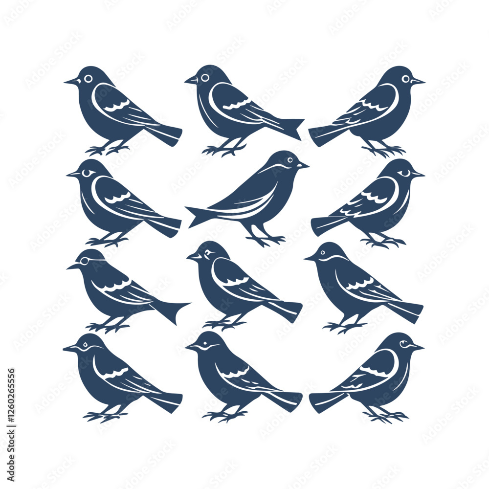 Obraz premium Birds Silhouettes Clip art Vector Illustration