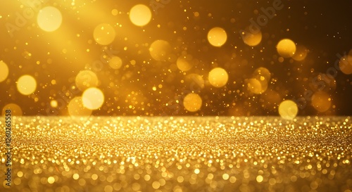 partículas navideñas doradas y chispitas para una celebración navideña como Navidad o año nuevo. luces doradas brillantes. fondo de pantalla para anuncios o envoltura de regalos y diseño web
