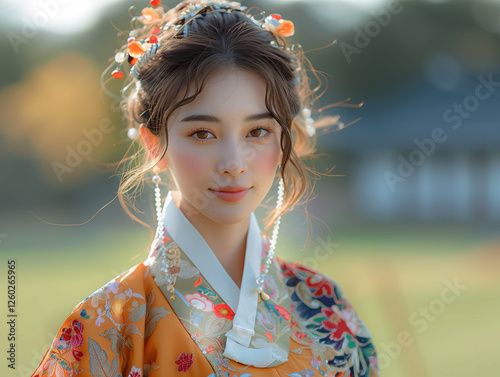 Vestido tradicional femenino de Corea del Sur photo