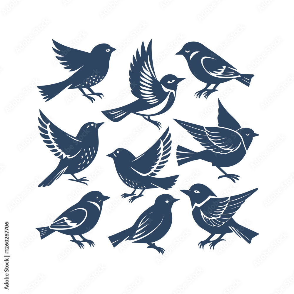 Obraz premium Bird Silhouettes Collection Isolated Vector Illustrations
