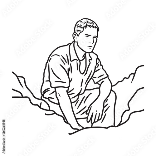 Wallpaper Mural Man Kneeling Silhouette - Simple and Elegant Kneeling Figure Design - Kneeling Man Vector - Kneeling Man Doodle - Kneeling Illustration - Man Kneeling Line Art
 Torontodigital.ca