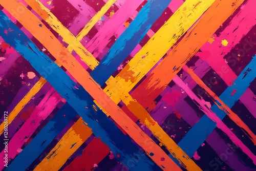 Wallpaper Mural Vibrant Abstract Painting with Intersecting Stripes and Colors Torontodigital.ca