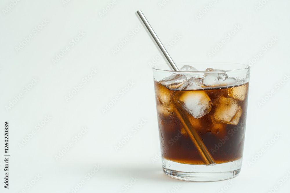 Refreshing cold beverage served with ice in a clear glass. isolated on white background. Refreshing cold beverage served with ice in a clear glass. isolated on white background.
