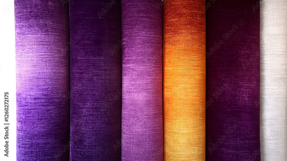 Vibrant velvet textiles display textile showroom fabric showcase indoor environment close-up view color gradient inspiration Vibrant velvet textiles display textile showroom fabric showcase indoor environment close-up view color gradient inspiration