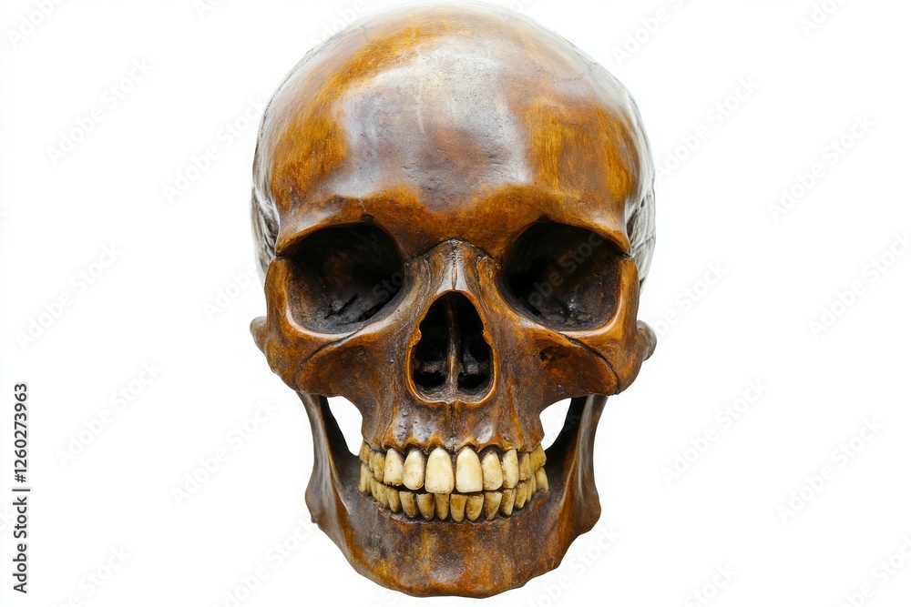 Human skull profile on white background. AI image Human skull profile on white background. AI image