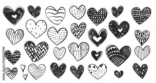 Wallpaper Mural Set of hand drawn hearts, doodle vector illustration isolated on white background. Hand painted love symbols collection. Torontodigital.ca