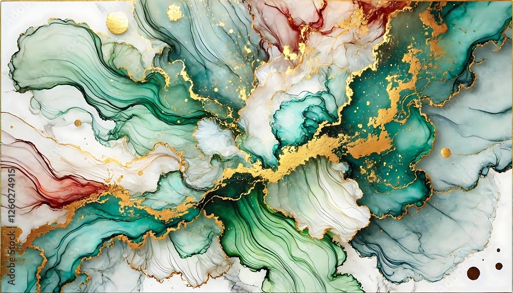 Obraz premium Vibrant alcohol ink background with fluid, abstract patterns in bright, vivid colors. The dynamic flow of ink creates organic shapes and smooth gradients, perfect for modern design projects.