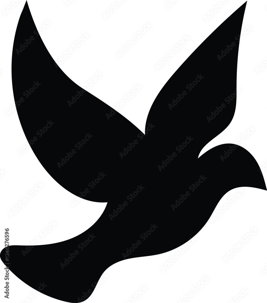 Simple Silhouette of a Flying Dove Simple Silhouette of a Flying Dove