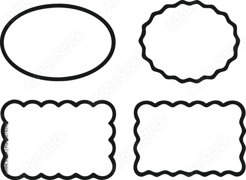 Set of four decorative shapes with scalloped edges