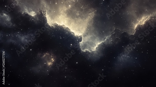 Wallpaper Mural Abstract deep space with nebula clouds and star clusters. Featuring dark cosmic tones and bright stellar highlights. Emphasizing cosmic grandeur and depth. Ideal for space and fantasy-themed designs. Torontodigital.ca