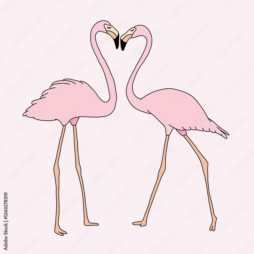 Fototapeta premium Loving Flamingo Couple Standing Together