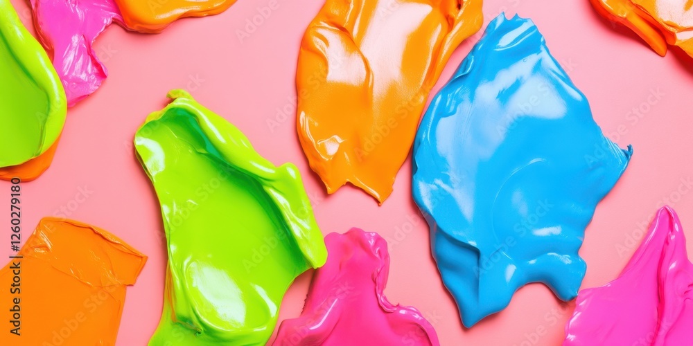 Colored background, showcasing irregular, asymmetrical features with bright neon colors Colored background, showcasing irregular, asymmetrical features with bright neon colors