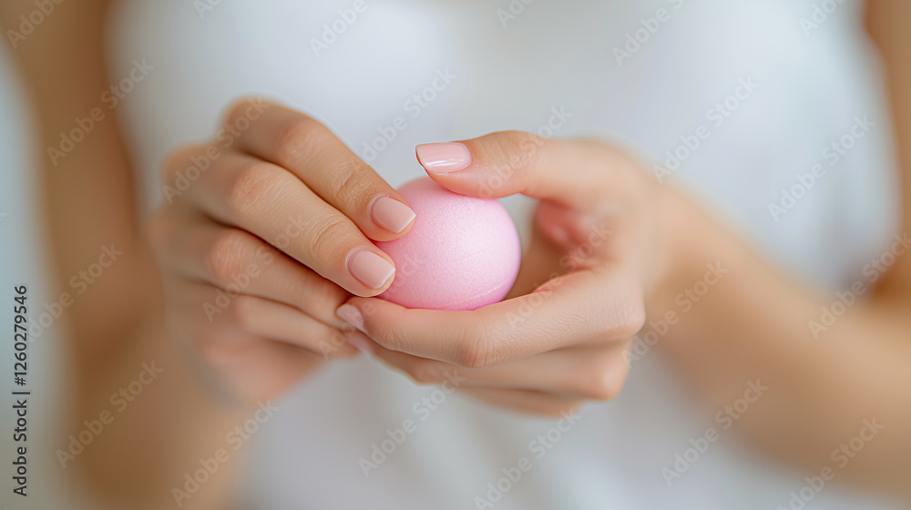 Managing stress through a simple hand exercise with a pink stress ball