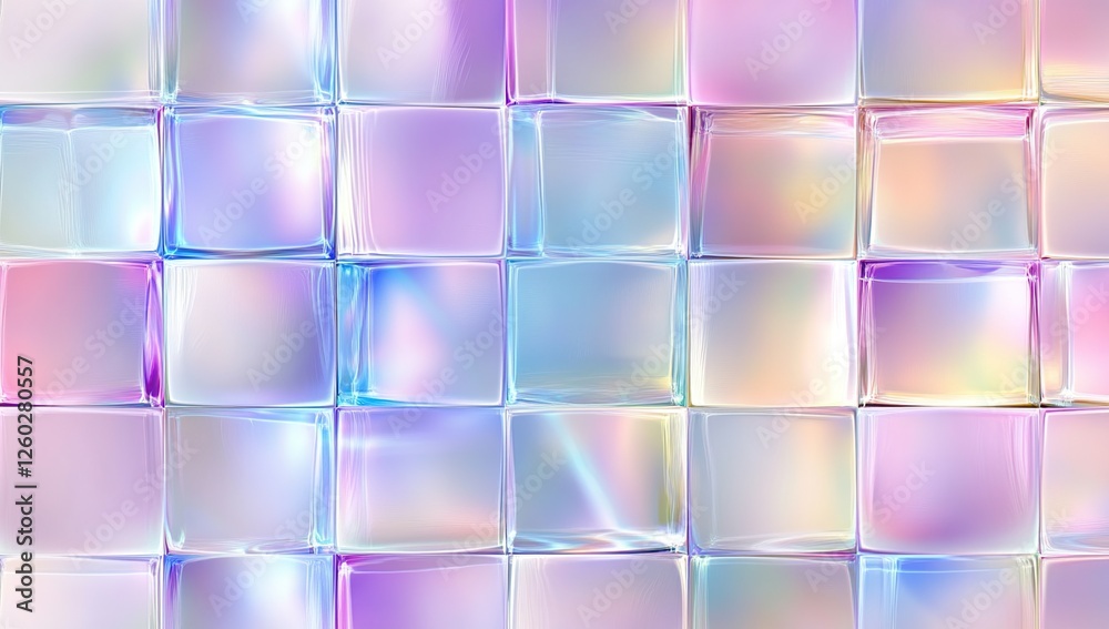 Iridescent Glass Tiles:  A Colorful, Shimmering, Pastel Cube Pattern Background, Perfect for Design Inspiration.