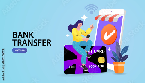 Easy e bill payment. Online shopping. deliveryman is delivering a package to a customer. 