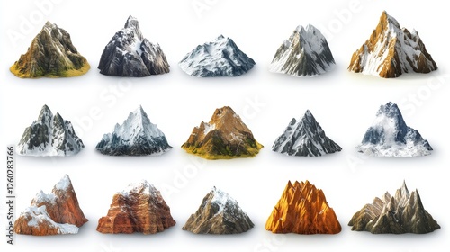 Set of icons for games. Mountains. Isolated on white background