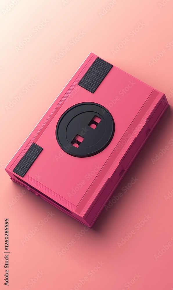Pink handheld gaming console on pink background, ideal for tech or gaming projects Pink handheld gaming console on pink background, ideal for tech or gaming projects