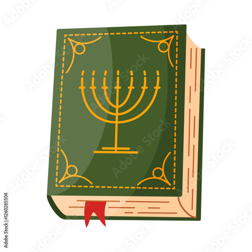 Jewish Torah Book hand drawn trendy flat style isolated icon. Israel Religion holy scripture book. Vector illustration