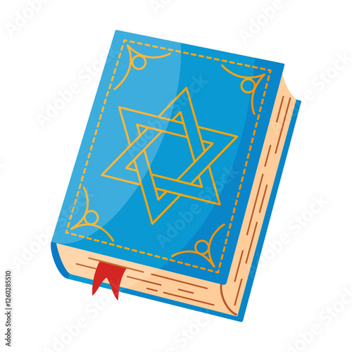 Jewish Torah Book hand drawn trendy flat style isolated icon. Israel Religion holy scripture book. Vector illustration