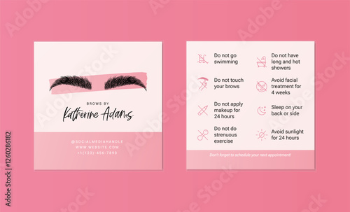 Pink Brows Aftercare Instruction Card