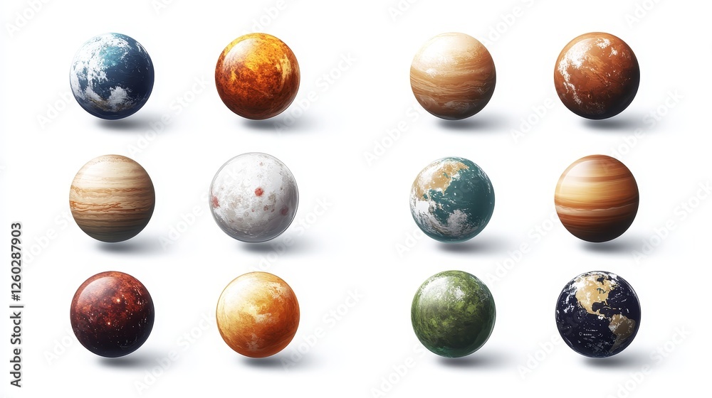Set of icons for games. Planets. Isolated on white background
Set of icons for games. Planets. Isolated on white background
