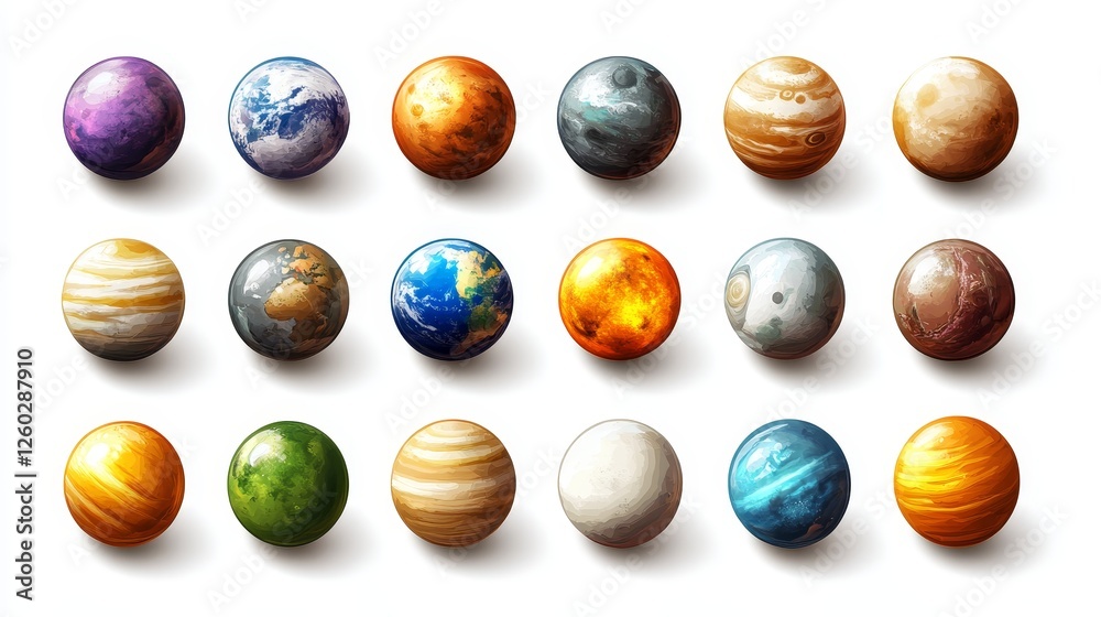 Set of icons for games. Planets. Isolated on white background
Set of icons for games. Planets. Isolated on white background