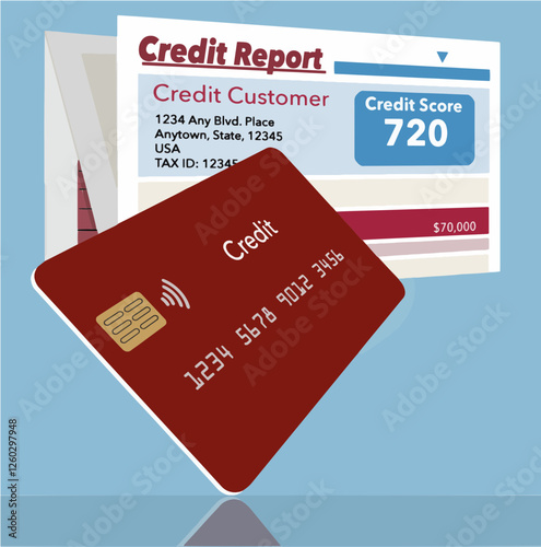 This is a generic, mock, credit report . This is a vector  illustration. 