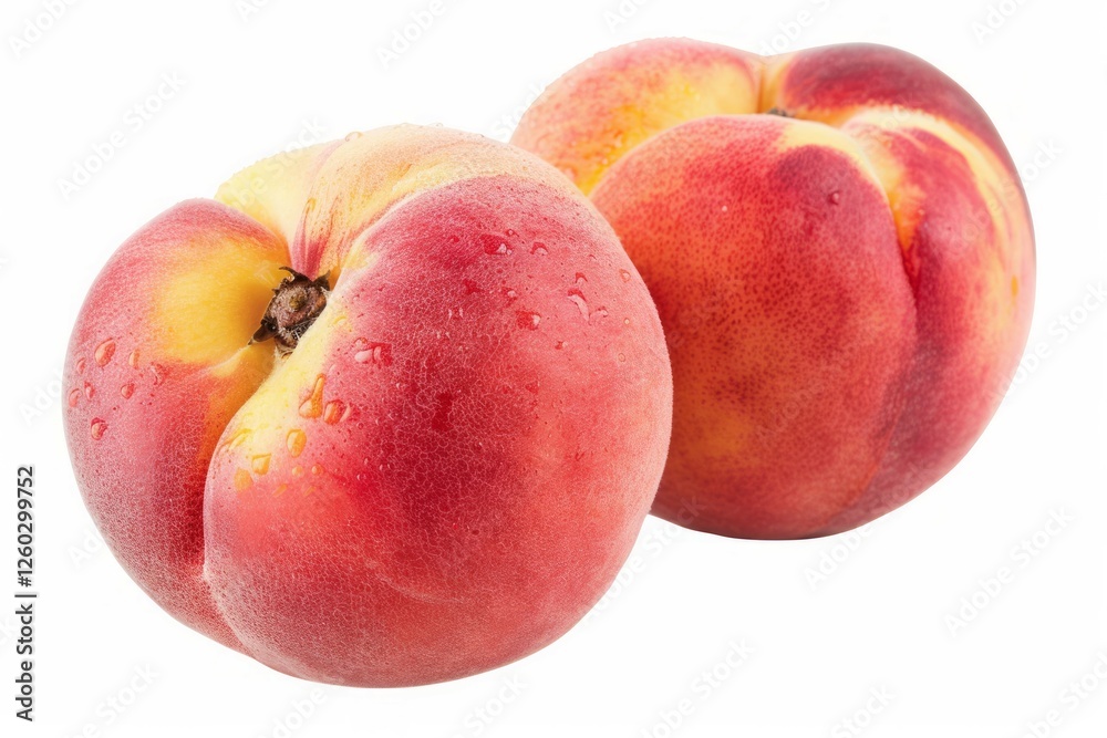Few ripe peaches on white background. AI image Few ripe peaches on white background. AI image
