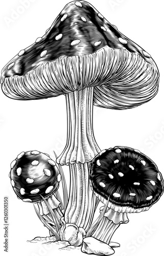 Mushrooms Toadstools Vintag...