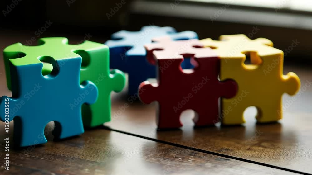 Colorful Puzzle Pieces on a Table