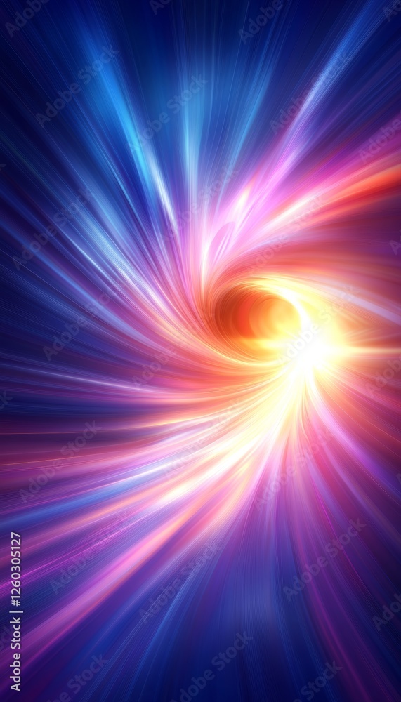 Obraz premium Abstract Tunnel of Neon Lights, Vibrant Colors, Digital art, Flowing design, Futuristic Background
