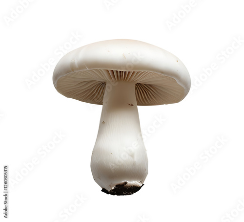 Agaricus bisporus  Fresh White Button Mushroom, Isolated PNG for Culinary & Organic Use