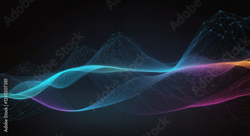  a futuristic, high-tech backdrop, envision a vibrant logo that breaches the surface of a chaotic, abstract data landscape