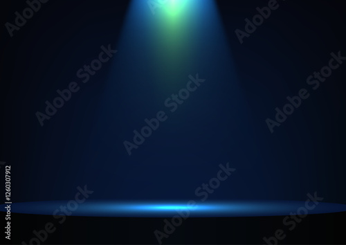 Dark Stage Background with Spotlight on Circular Platform for Dramatic Product Display and Mockups