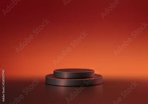 3D black podium with metall...