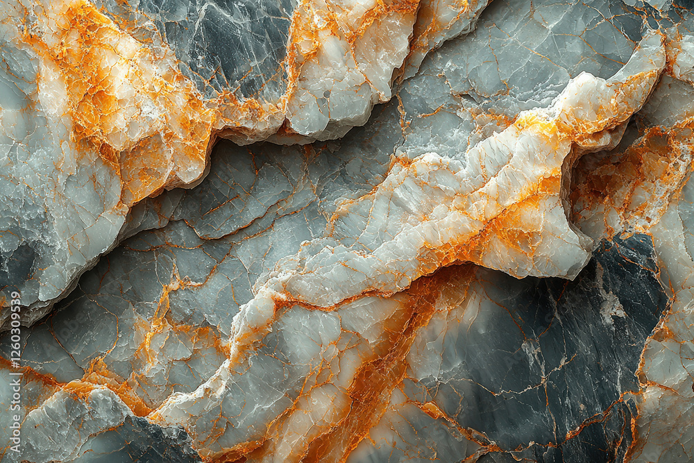 Obraz premium Abstract marble texture with gray and orange veins
