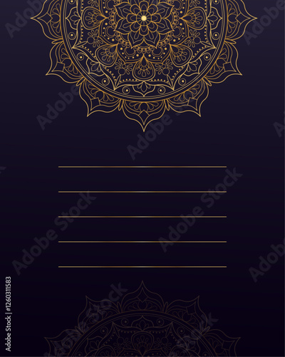 Elegant Template with Golden Mandala on Dark Background