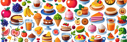 Vibrant Emoji Food Pattern – Playful & Colorful Digital Art