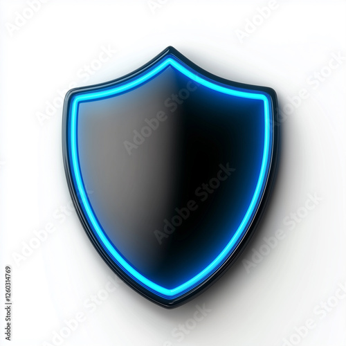 Free Download Neon-blue cybersecurity badge icon on a white background representing digital protection and security - GFXLoad