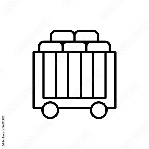 Mine cart outline icons, minimalist vector illustration ,simple transparent graphic element .Isolated on white background