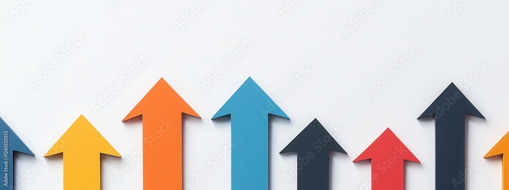 Infographic Arrows Design, a visually engaging row of contrasting shapes on a clean white background, ideal for presentations and reports Infographic Arrows Design, a visually engaging row of contrasting shapes on a clean white background, ideal for presentations and reports