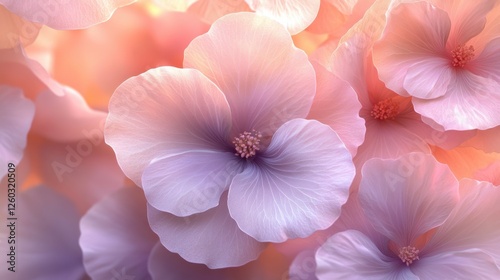 Wallpaper Mural Abstract floral background with blooming flowers and petals in pastel pinks and purples, highlighting the beauty and delicacy of nature. Ideal for spring and floral-themed projects. Torontodigital.ca