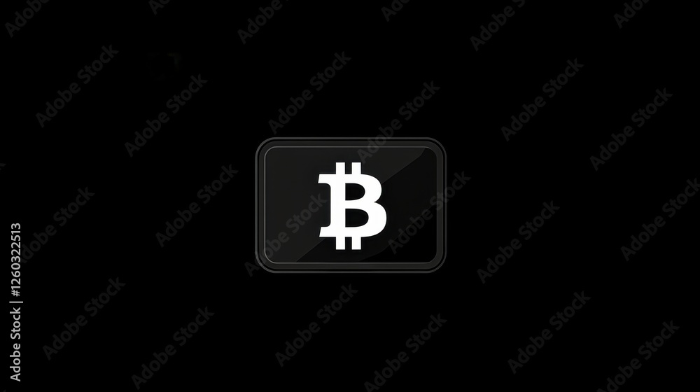 Obraz premium Minimalist digital wallet with a Bitcoin symbol on black background. 