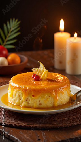 Sumptuous bibingka with butter glaze on woven mat, festive indulgence