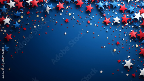 Patriotic Stars and Confetti with American Flag Colors