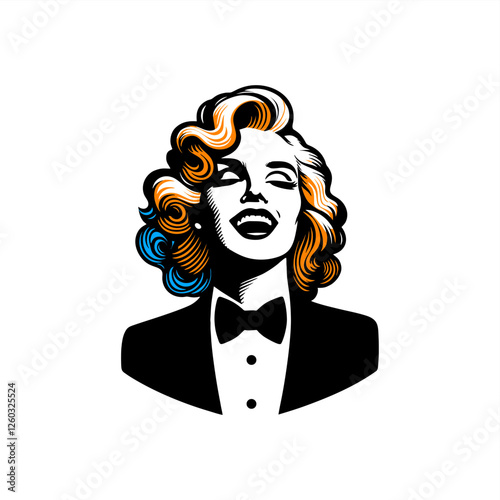 pinup girl wearing tuxedo suit burlesque